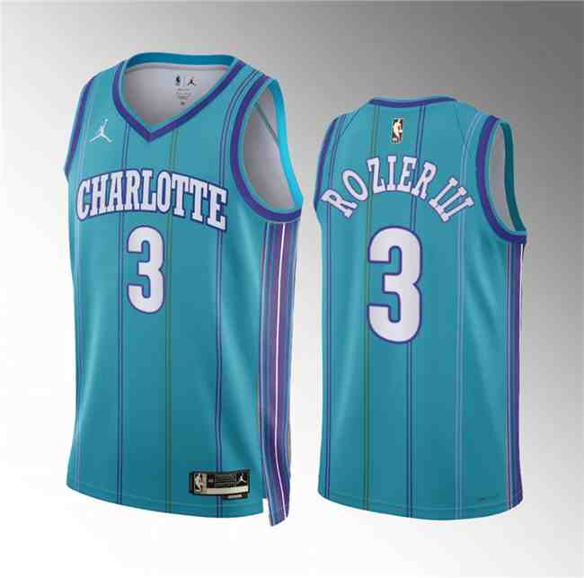 Men's Charlotte Hornets #3 Terry Rozier Teal 2024 Classic Edition Stitched Basketball Jersey
