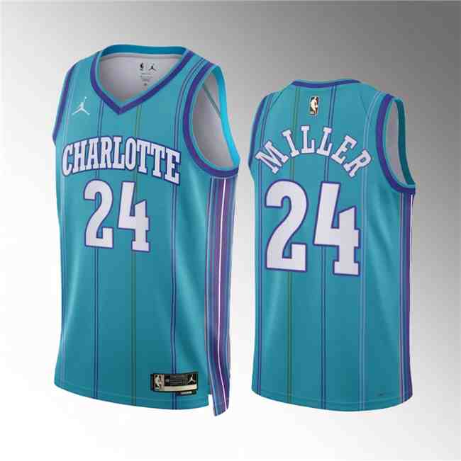 Men's Charlotte Hornets #24 Brandon Miller Teal 2024 Classic Edition Stitched Basketball Jersey