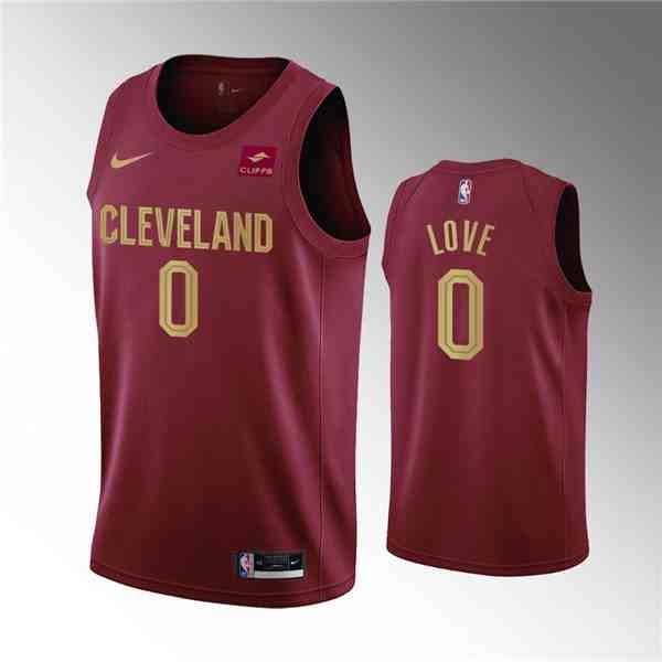 Men's Cleveland Cavaliers #0 Kevin Love Wine Icon Edition Stitched Basketball Jersey