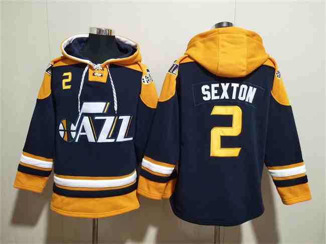 Men's Utah Jazz #2 Collin Sexton  Lace-Up Pullover Hoodie