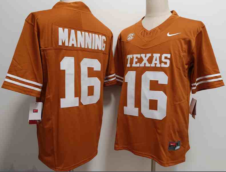 Men's Texas Longhorns #16 Arch Manning Orange F.U.S.E Stitched Jersey