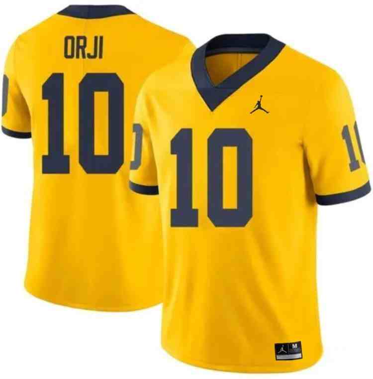 Men's Michigan Wolverines #10 Alex Orji Yellow Stitched Jersey