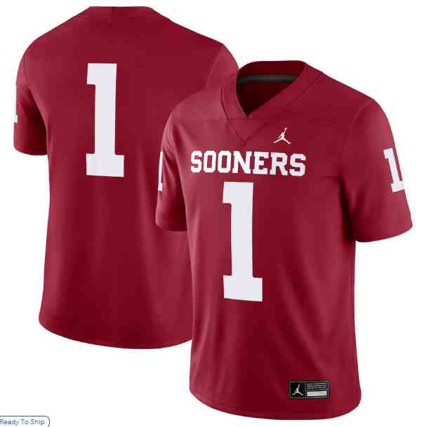 Men's Oklahoma Sooners #1 Red Home Game Jersey
