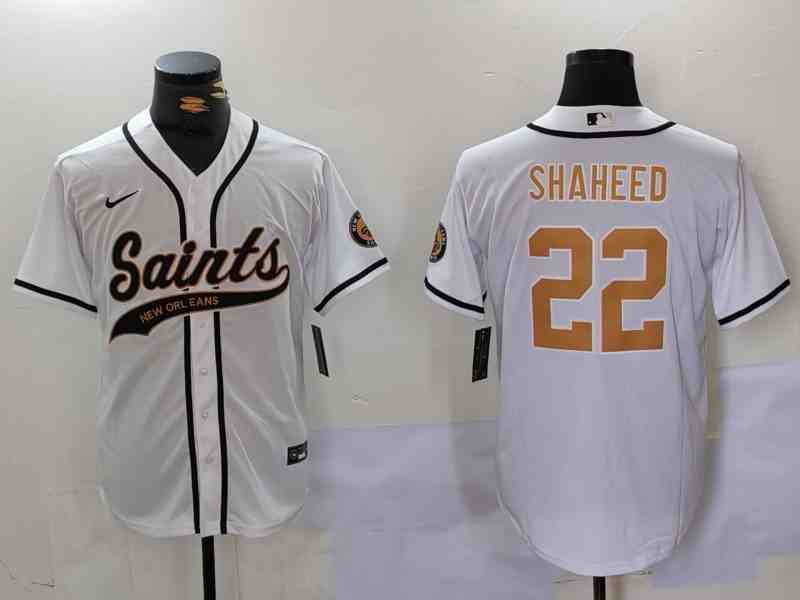 Men's New Orleans Saints #22 Rashid Shaheed White Cool Base Stitched Button Jersey