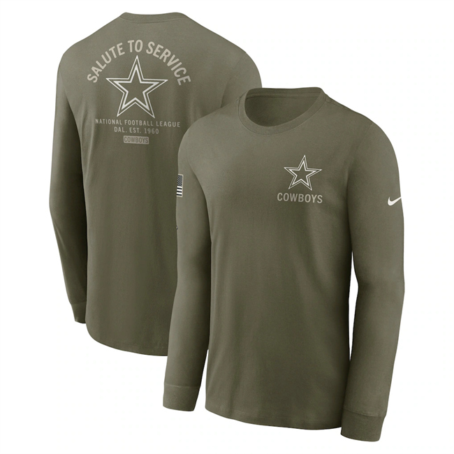 Men's Dallas Cowboys Olive 2025 Salute To Service Sideline Long Sleeve T-Shirt