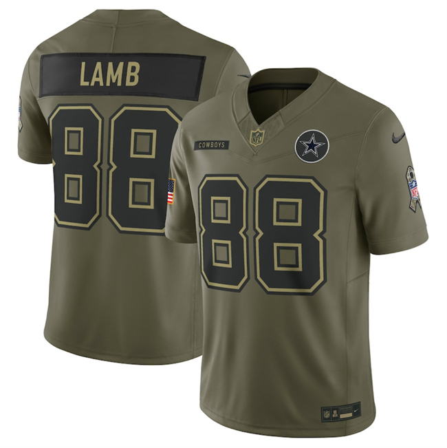 Men's Dallas Cowboys #88 CeeDee Lamb Olive 2025 F.U.S.E. Salute To Service Limited Stitched Football Jersey