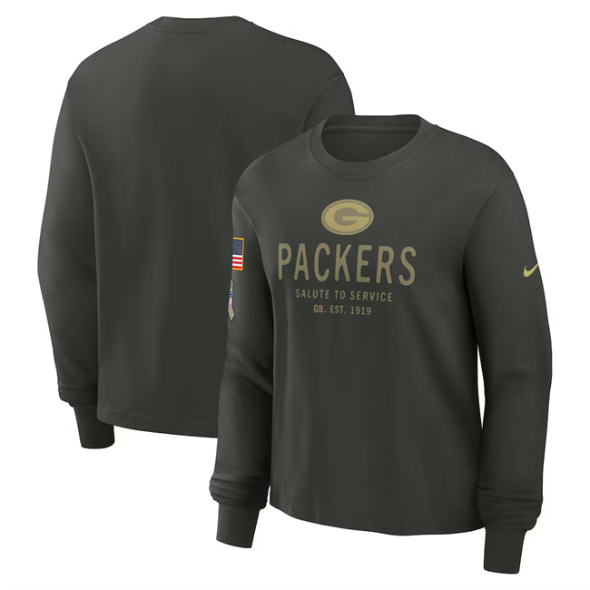 Men's Green Bay Packers Dark Green 2025 Salute To Service Sideline Dri-FIT Long Sleeve T-Shirt