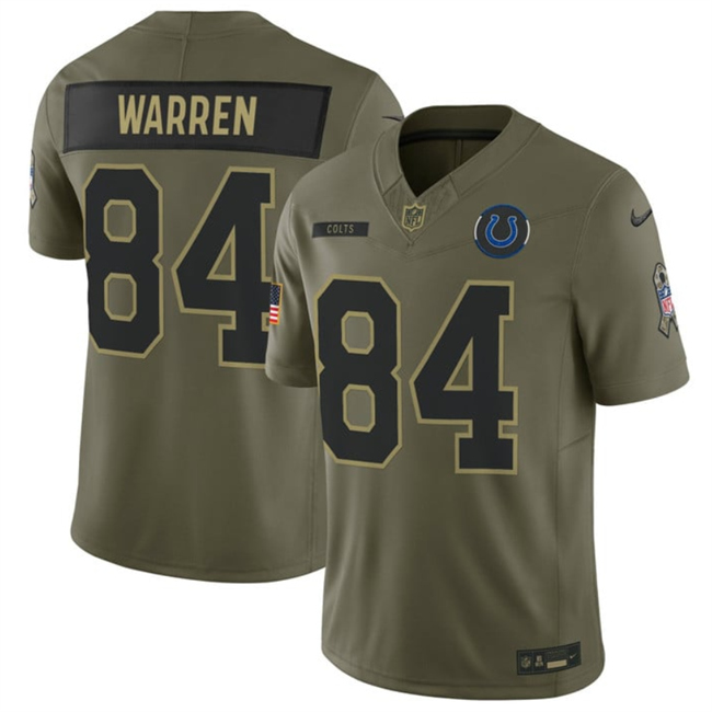 Men's Indianapolis Colts #84 Tyler Warren Olive 2025 F.U.S.E. Salute To Service Limited Stitched Football Jersey