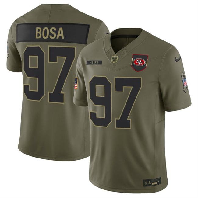 Men's San Francisco 49ers #97 Nick Bosa Olive 2025 F.U.S.E. Salute To Service Limited Stitched Football Jersey