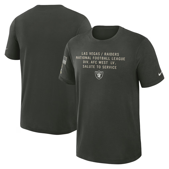 Men's Las Vegas Raiders Dark Green 2025 Salute To Service Sideline Slub Dri-FIT T-Shirt