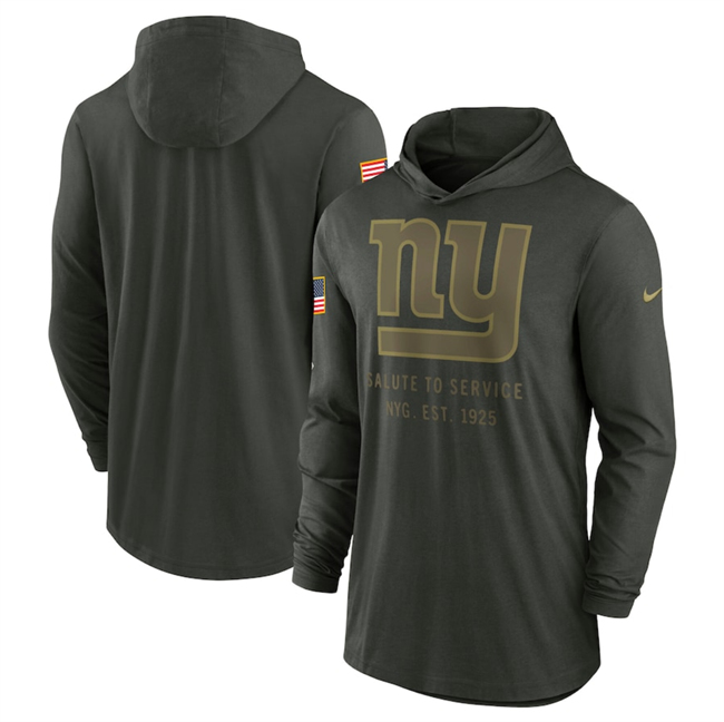 Men's New York Giants Forest Green 2025 Salute To Service Sideline Dri-FIT Lightweight Pullover Hoodie