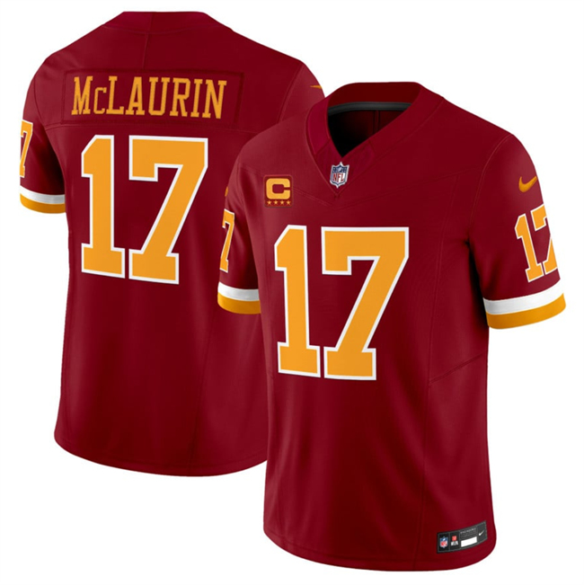 Men's Washington Commanders #17 Terry McLaurin Burgundy 2025 F.U.S.E. 4-Star C Patch Throwback Limited Stitched Football Jersey
