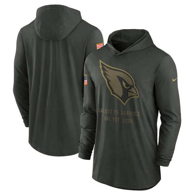 Men's Arizona Cardinals Forest Green 2025 Salute To Service Sideline Dri-FIT Lightweight Pullover Hoodie