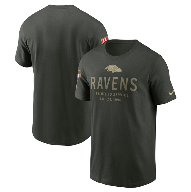 Men's Baltimore Ravens Forest Green 2025 Salute To Service Sideline Primary Edge Dri-FIT T-Shirt