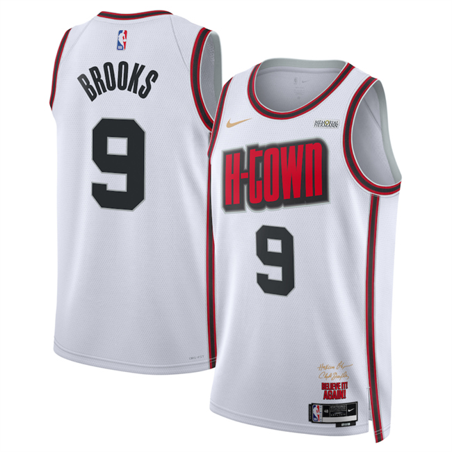 Men's Houston Rockets #9 Dillon Brooks White 2025 City Edition Stitched Jersey