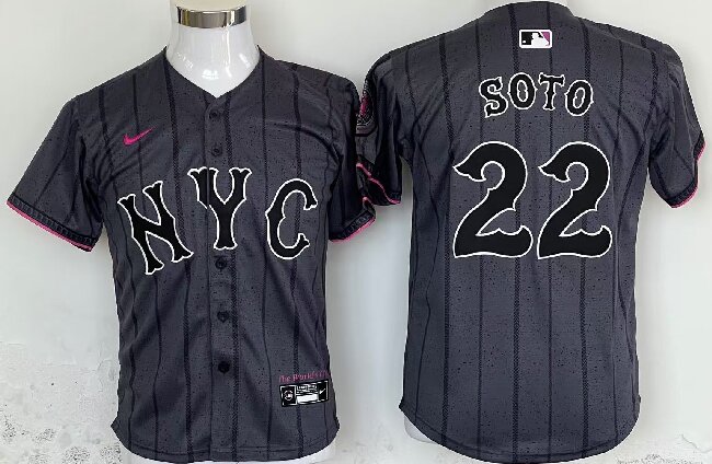 Women's New York Mets #22 Juan Soto Graphite 2024 City Connect Limited Stitched Baseball Jersey