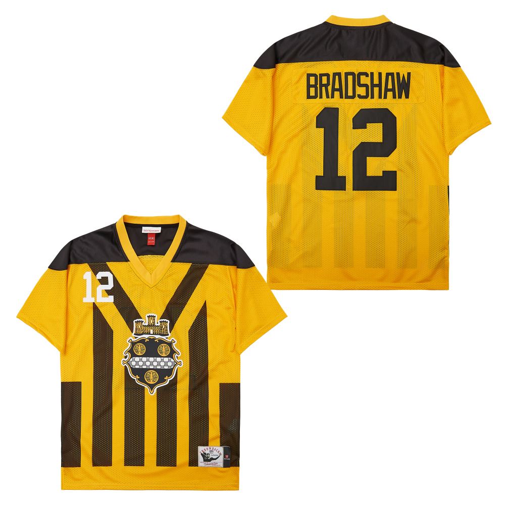 Men's  Pittsburgh Steelers #12 Terry Bradshaw 1994 Mitchell & Ness Authentic Throwback Retired Player Jersey - Gold