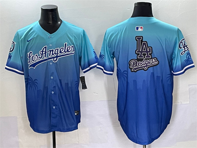 Men's Los Angeles Dodgers Team Big Logo Blue Limited Stitched Baseball  Jersey