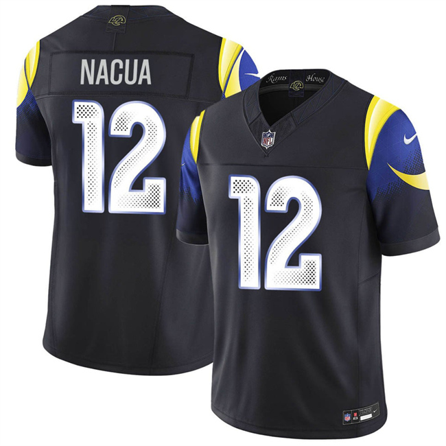 Men's Los Angeles Rams #12 Puka Nacua Black 2025 F.U.S.E. “Rivalries” Vapor Limited Football Stitched Jersey