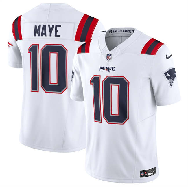 Women's New England Patriots #10 Drake Maye White 2024 F.U.S.E. Navy Vapor Untouchable Limited Stitched Jersey(Run Small)