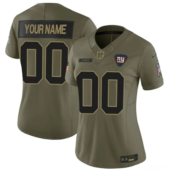 Women's New York Giants Active Player Custom Olive 2025 F.U.S.E. Salute To Service Limited Stitched Football Jersey(Run Small)