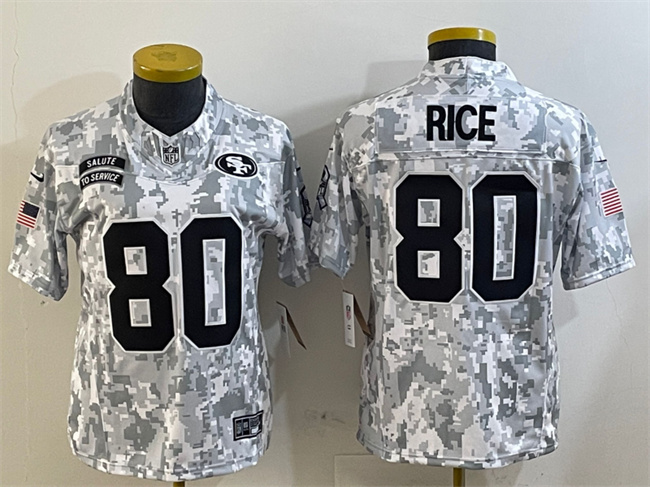 Youth San Francisco 49ers #80 Jerry Rice 2024 F.U.S.E Arctic Camo Salute To Service Limited Stitched Football Jersey