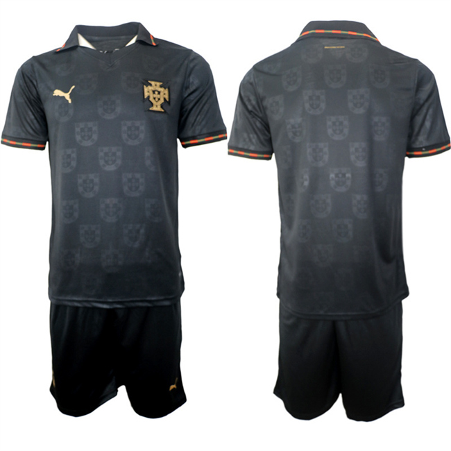 Men's Portugal Team Blank Black 2026 World Cup Away Soccer Jersey Suit