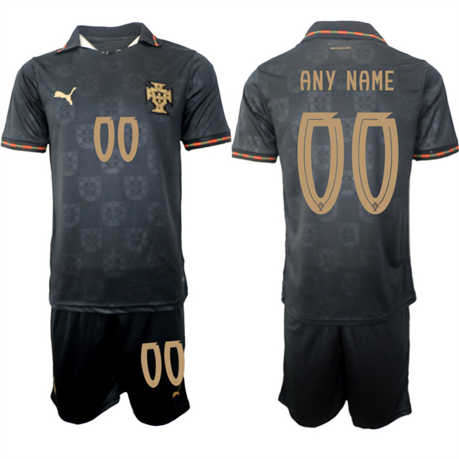 Men's Portugal Team Custom Black 2026 World Cup Away Soccer Jersey Suit