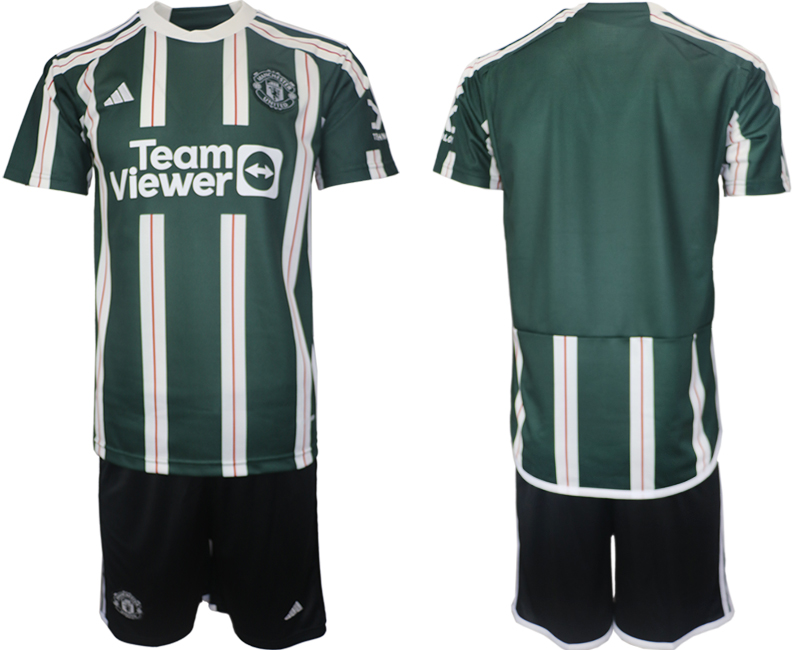 Men's Manchester United Custom 2024 Green Away Soccer Jersey Suit