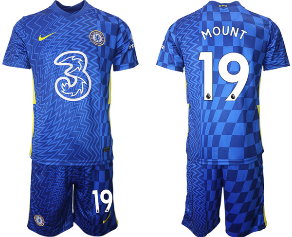 Men's Chelsea #19 Mason Mount 2022 Blue Home Soccer Jersey Suit