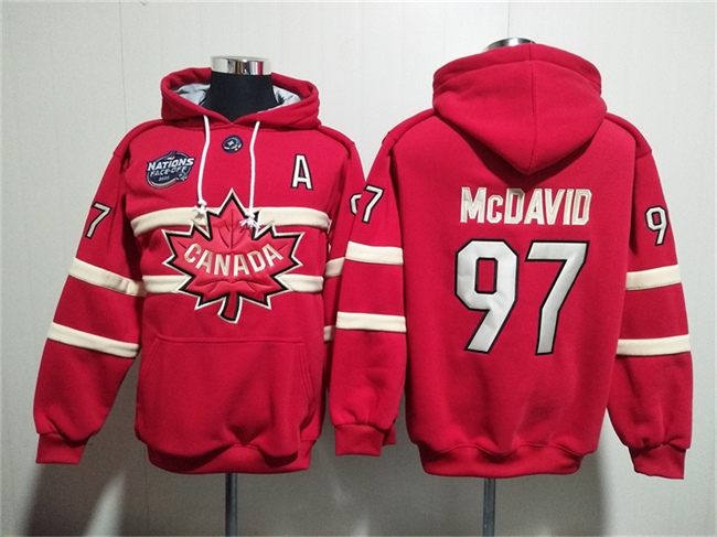 Men's Team Canada #97 Connor McDavid Red Ageless Must-Have Lace-Up Pullover  Hoodie