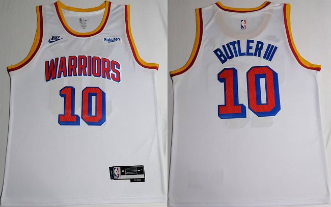 Men's Golden State Warriors #10 Jimmy Butler III White 2025 Classic Edition Swingman Stitched Basketball Jersey