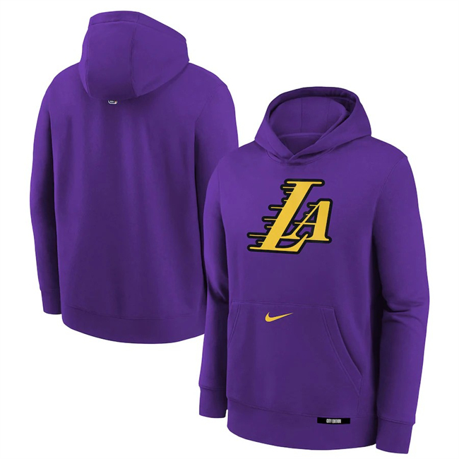 Men's Los Angeles Lakers Purple 2025 City Edition Fleece Club Pullover Hoodie