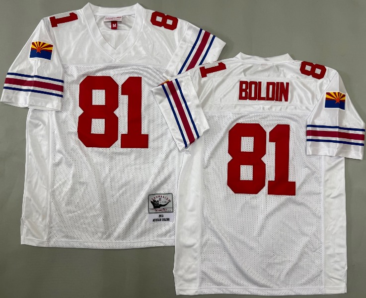 Men's Arizona Cardinals #81 Anquan Boldin Mitchell&Ness White 2003 Legacy Stitched Throwback Jersey