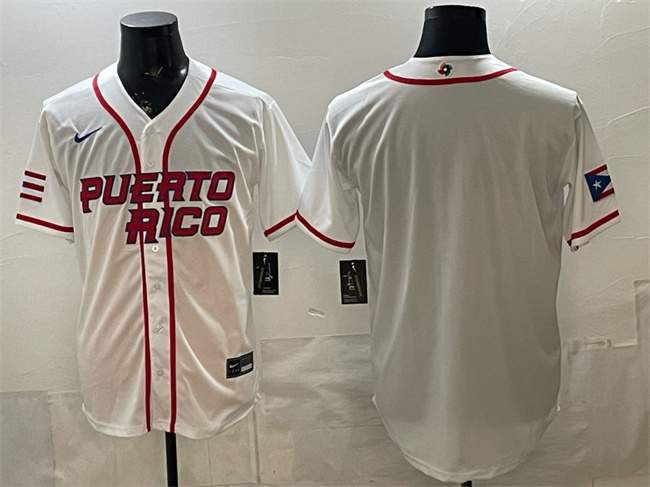 Men's Puerto Rico Baseball Blank White 2026 World Baseball Classic Home Stadium Stitched Jersey