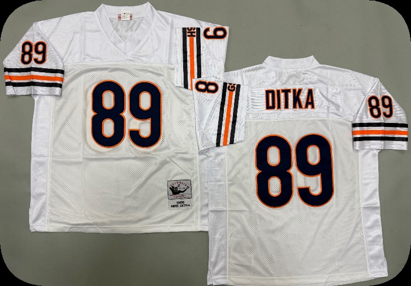 Men's Chicago Bears #89 Mike Ditka Mitchell&Ness White Throwback Jersey