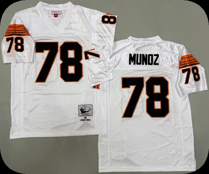 Men's Cincinnati Bengals #78 Anthony Munoz 1989 White Throwback Jersey