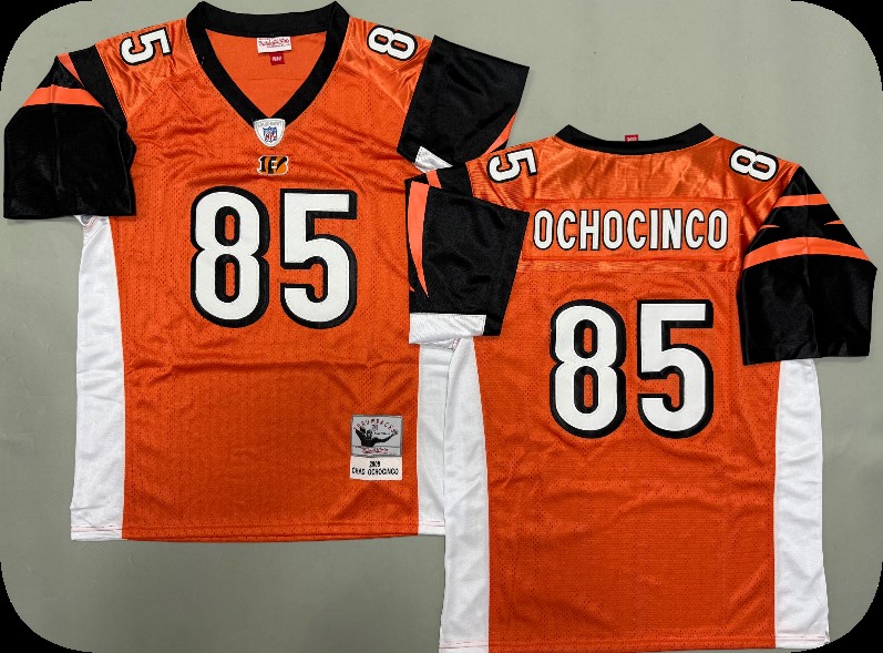 Men's Cincinnati Bengals #85 Chad Ochocinco 2005 Orange Mitchell & Ness Throwback Jersey