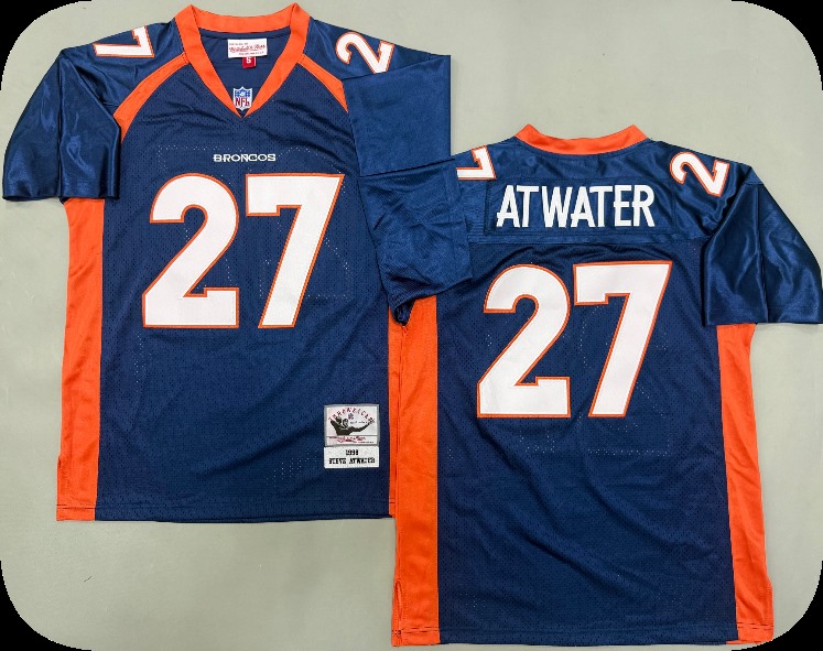 Men's Denver Broncos #27 Steve Atwater Navy 1998 Throwback Jersey