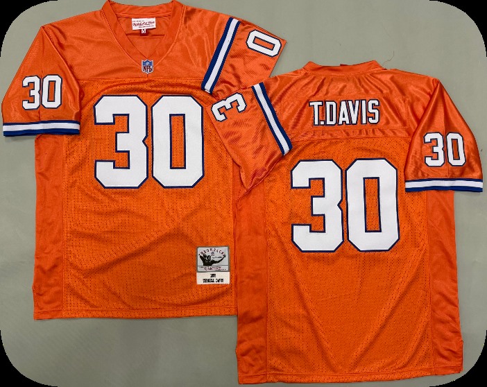 Men's Denver Broncos #30 Terrell Davis 1995 Orange Throwback Jersey