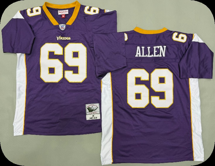Men's Minnesota Vikings #69 Jared Allen Purple 2011 Throwback Jersey