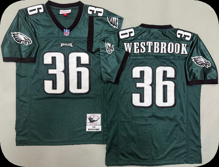 Men's Philadelphia Eagles #36 Brian Westbrook 2003 Green Throwback Jersey