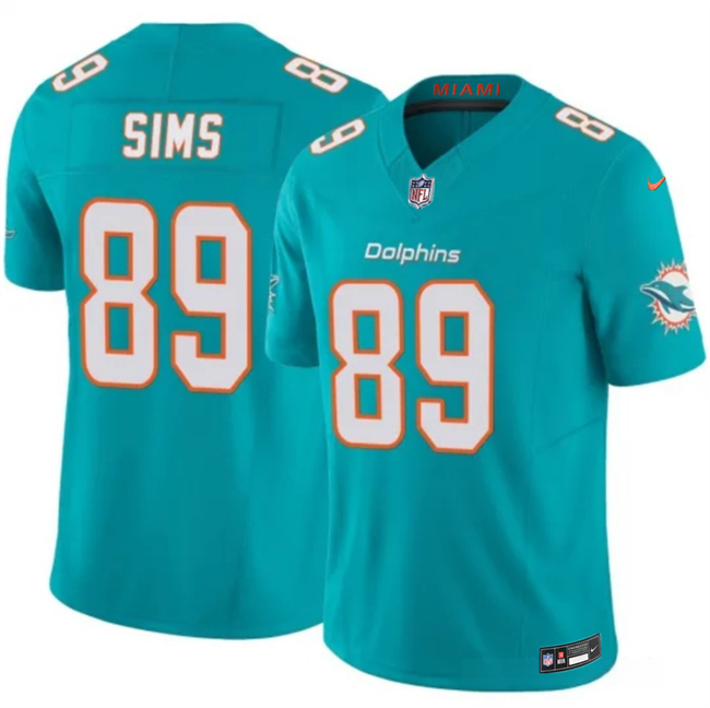 Men's Miami Dolphins #89 Ben Sims Aqua 2026 F.U.S.E. Vapor Limited Stitched Football Jersey