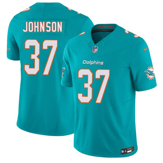 Men's Miami Dolphins #37 Isaiah Johnson Aqua 2026 F.U.S.E. Vapor Limited Stitched Football Jersey