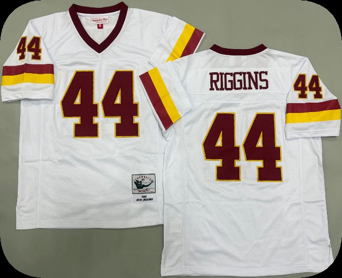 Men's Washington Redskins #44 John Riggins White Throwback Football Jersey