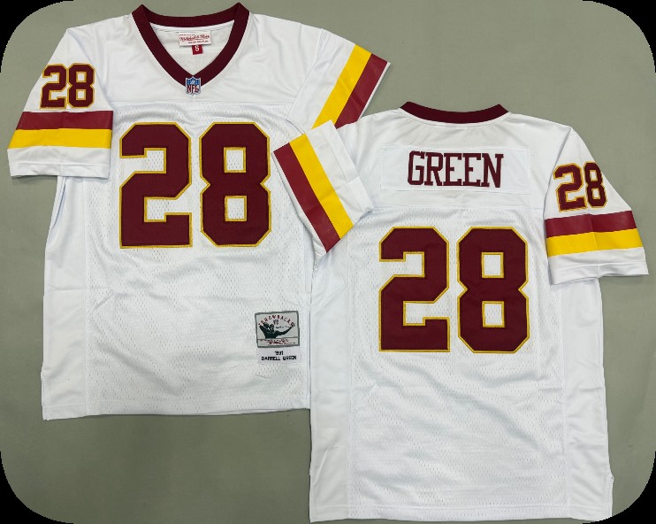 Men's Washington Redskins #28 Darrell Green White Throwback Jersey