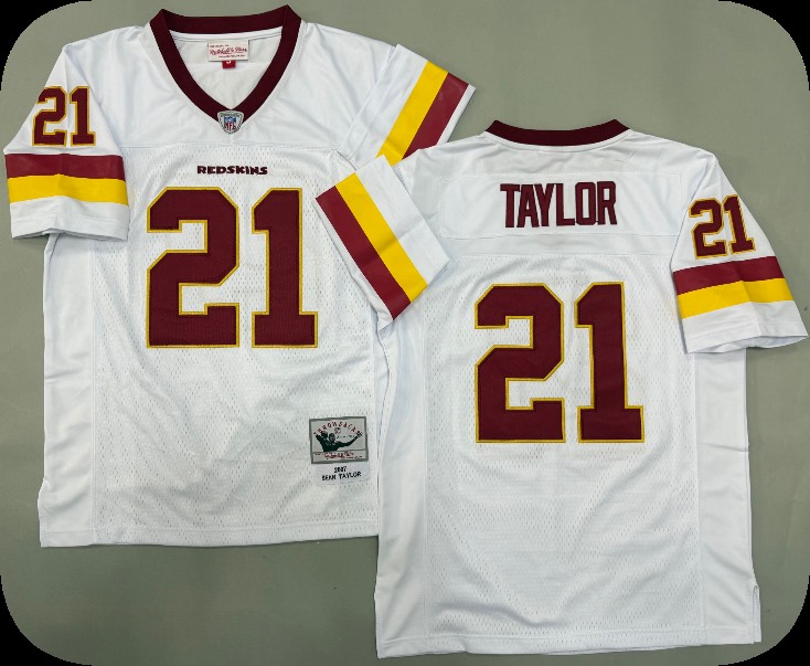 Men's Mitchell&Ness Washington Redskins #21 Sean Taylor  2007  White Throwback Jersey