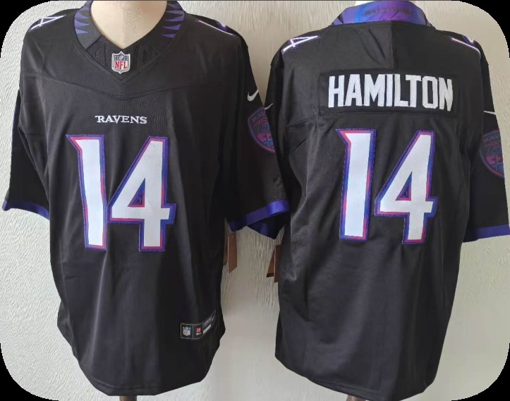 Men's Baltimore Ravens #14 Kyle Hamilton Black 2026 F.U.S.E. Alternate Vapor Limited Football Stitched Jersey