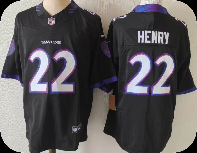 Men's Baltimore Ravens #22 Derrick Henry Black 2026 F.U.S.E. Alternate Vapor Limited Football Stitched Jersey