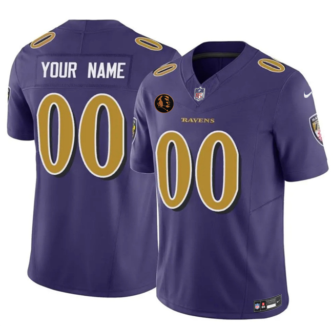 Men's Baltimore Ravens Active Player Custom Purple 2025 F.U.S.E. With John Madden Patch Limited Football Jersey